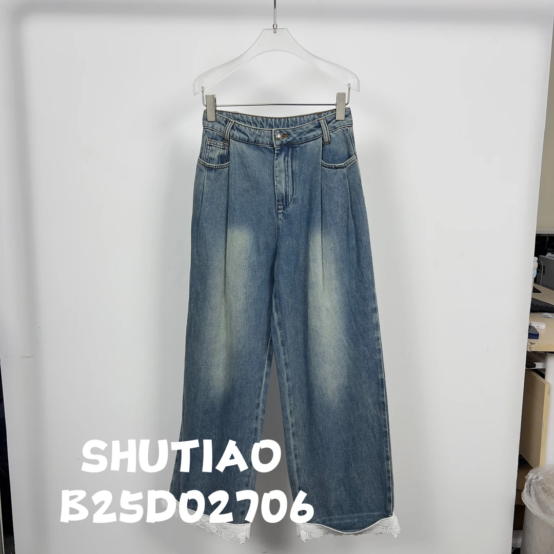 【SHUTIAO】2025夏季：新款小众设计款牛仔裤B25D02706