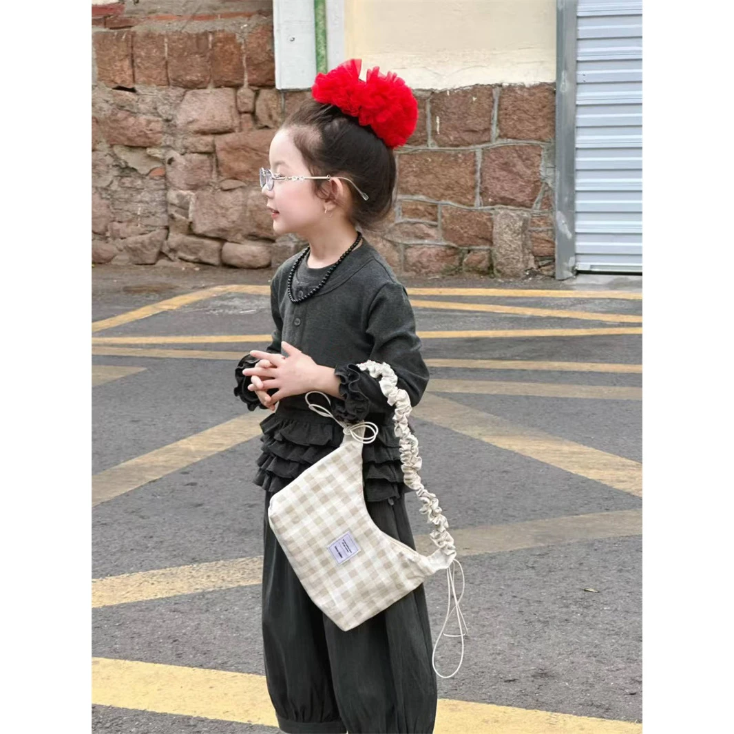 【港风街头】女童秋装新洋气假两件上衣阔腿裤两件套装HB167（汉服）