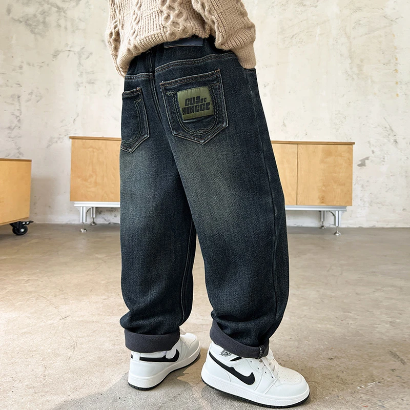 男童牛仔裤2025春秋新款中大儿童春秋季直筒牛仔裤男孩帅气裤子潮