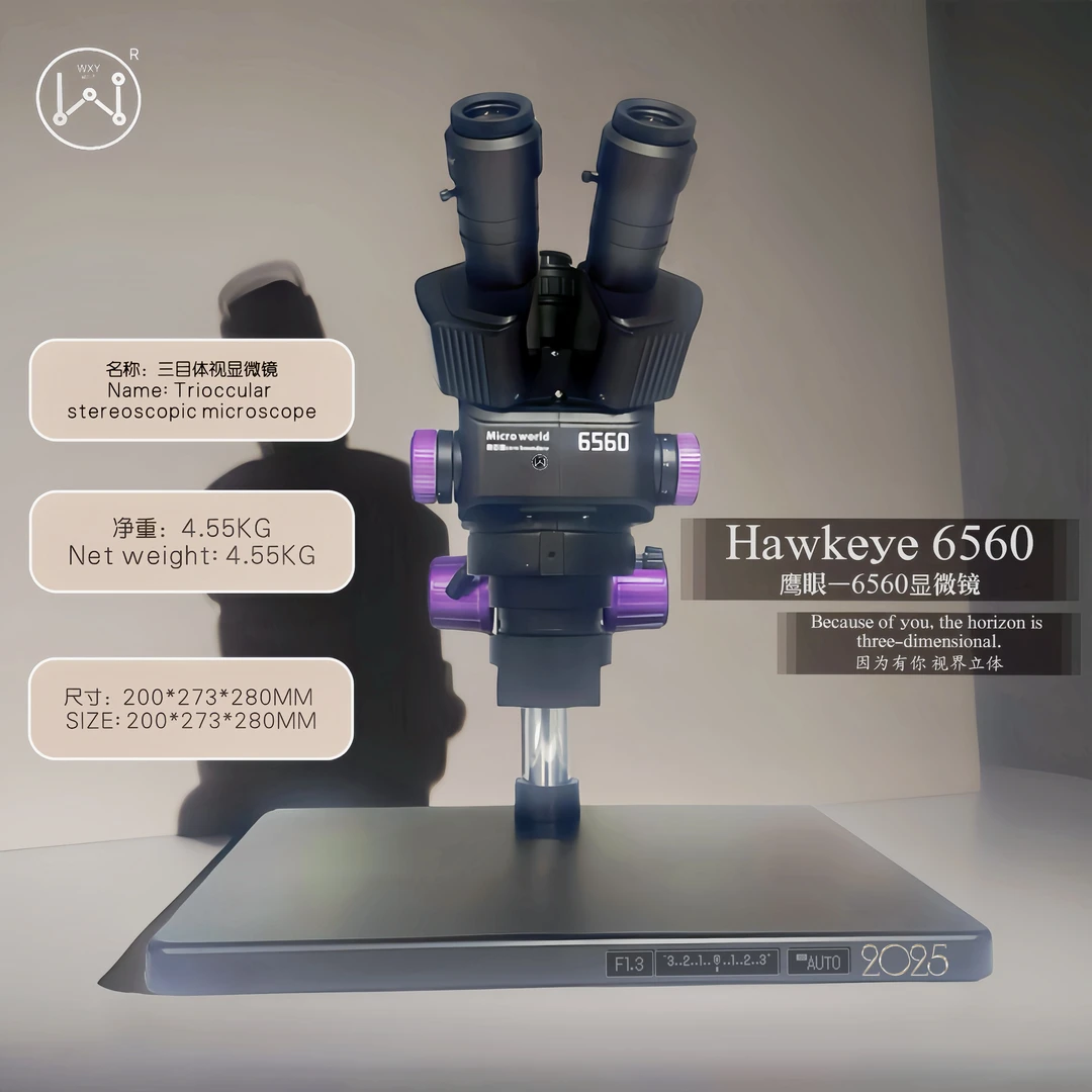 鹰眼高清三目显微镜60倍工业电子相机自动对焦显微镜大底座光学