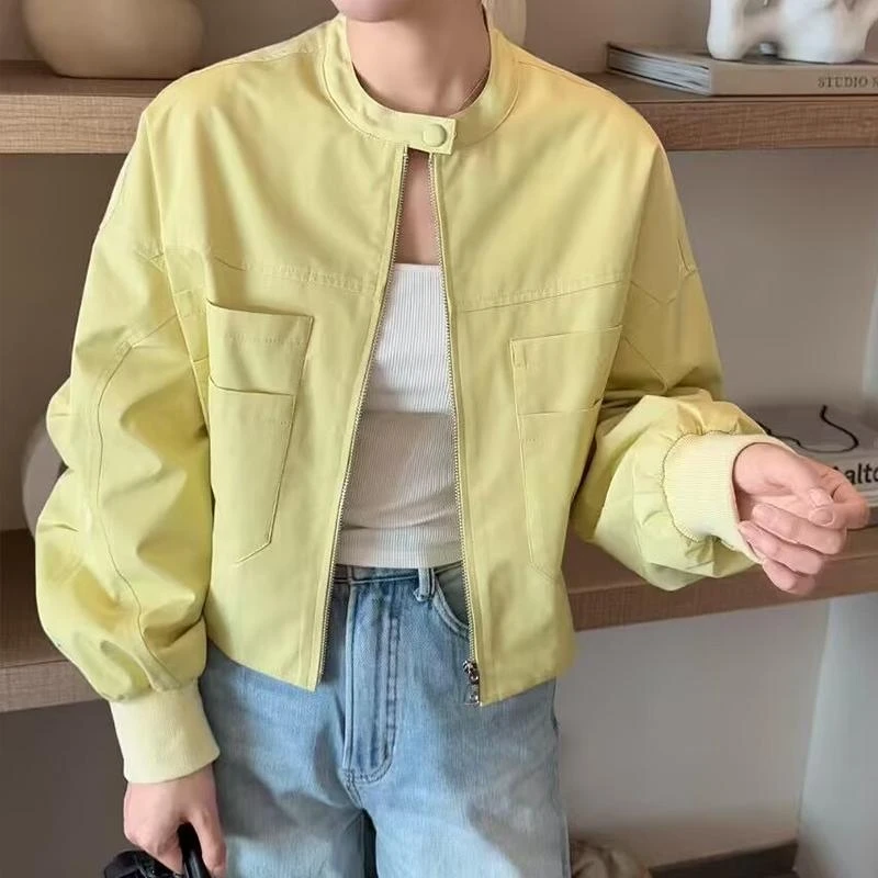 时尚宽松休闲外套女立领春秋季新款短款上衣显瘦小个子夹克服潮