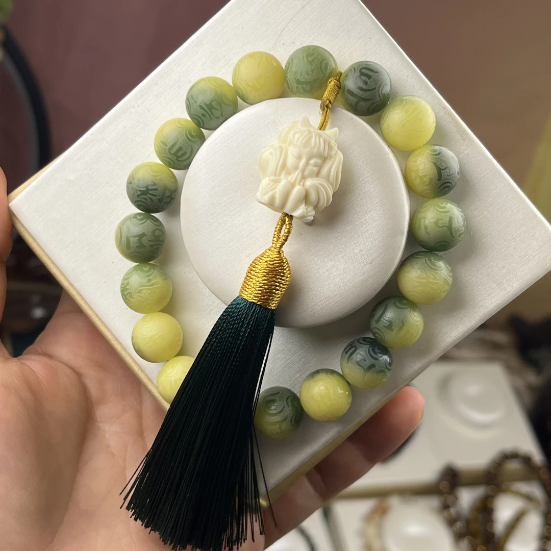 小青柠菩提手串男女盘玩六字言菩提子文玩佛珠扎姬KK053