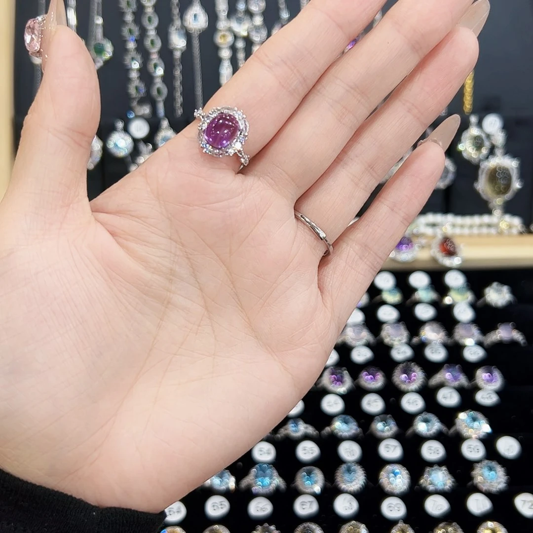 紫晶戒指银S925镶嵌天然