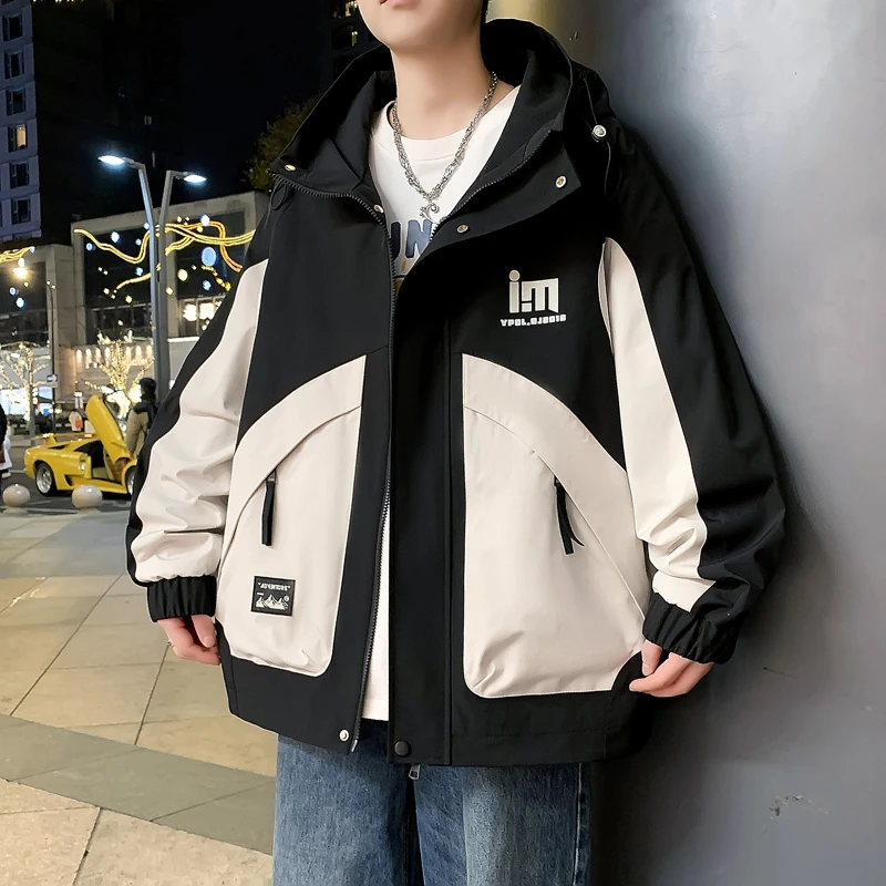 春季男士夹克时尚潮牌连帽春装外套潮流帅气宽松个性休闲百搭上衣