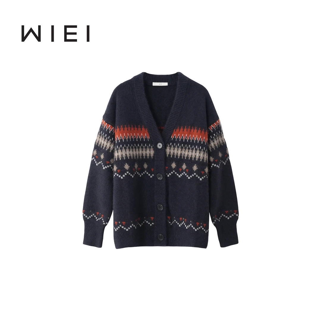 《WI EI》榛果毛衣*氛围感复古提花设计 休闲百搭毛衣/开衫 7A230