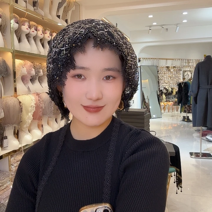 纯棉黑色高端丝带帽子298