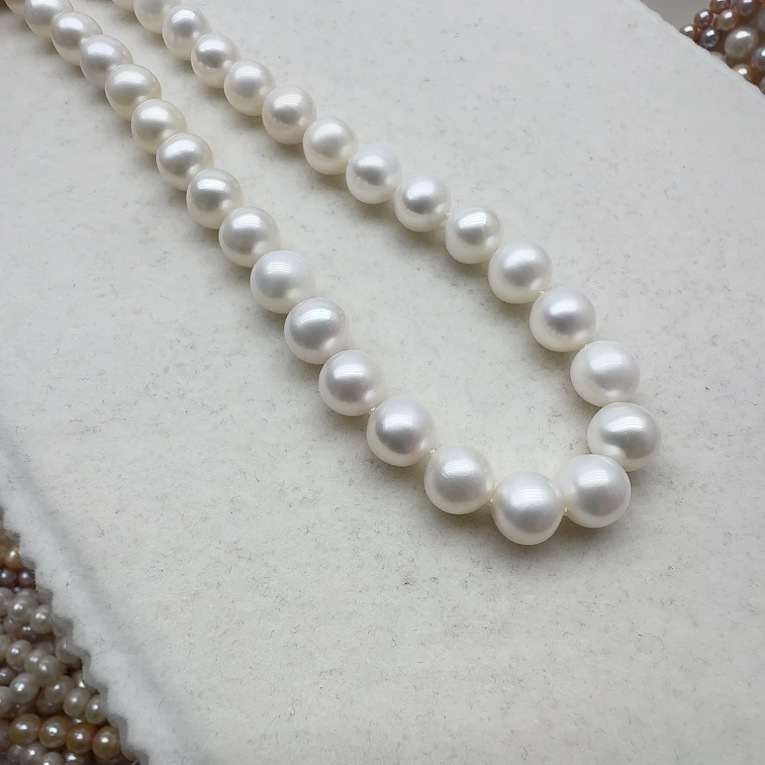 银S925镶嵌淡水珍珠颈饰10-11圆基本无瑕