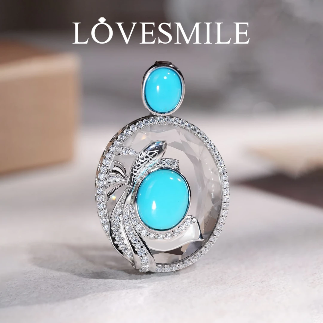 S925银绿松石吊坠大气精工百搭