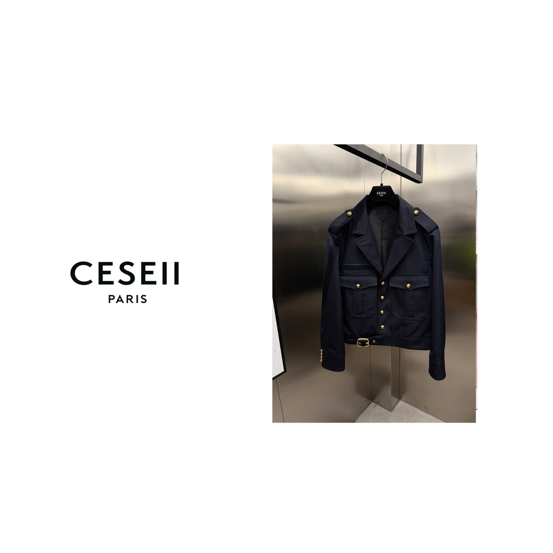 【25XJ057】CESEII高端时尚羊毛斜纹料厚重中古女式夹克外套