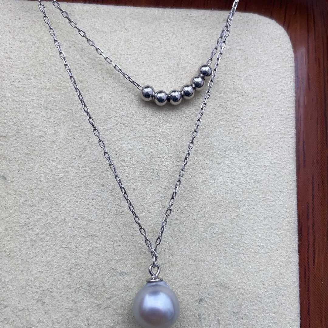 银S925镶嵌项链海水珍珠