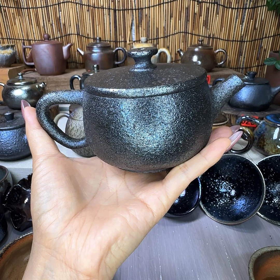 壶石***布建水紫陶柴烧壶紫泥