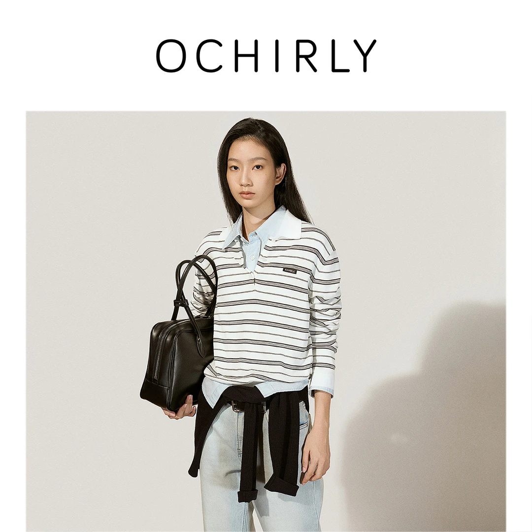 #OCHIRLY欧时力100%新疆棉针织衫女Polo衫通勤25春季商场同款新品
