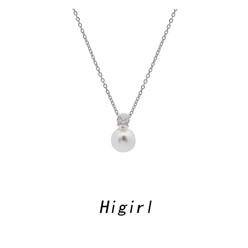 钛钢项链 钛钢不掉色珍珠项链女气质百搭法式小众简约坠链ins精致