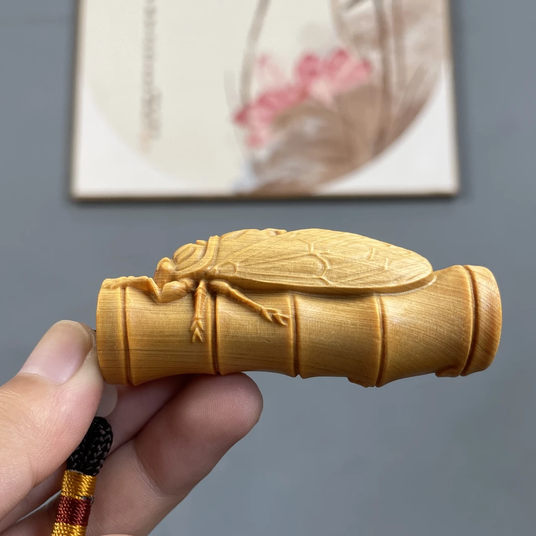 崖柏木一鸣惊人精雕实木手把件文玩工艺品崖柏根雕摆件7公分