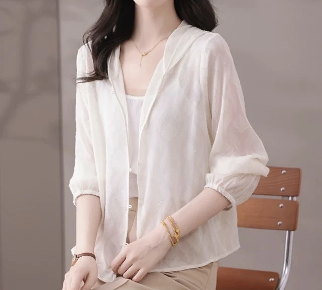 外搭坎肩上衣女短款蚕丝防晒开衫小披肩春夏季薄外套透气