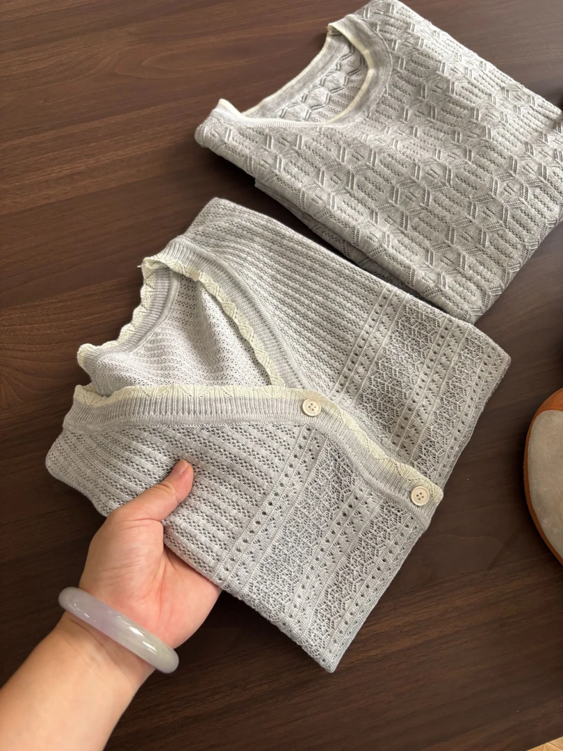 “”花边T恤“”针织短款夏季薄款宽松设计感短款