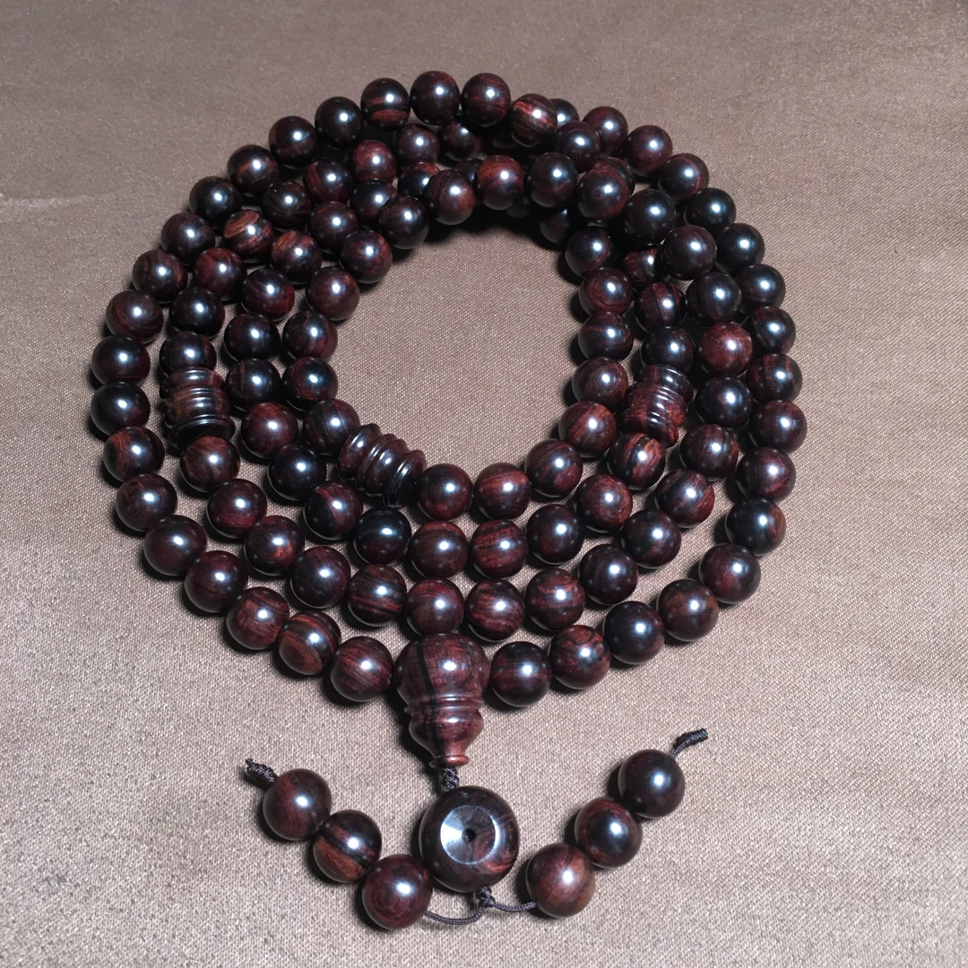 【浮生甄选】海南黄花梨紫油梨黑线光线1.0*108手串FS200