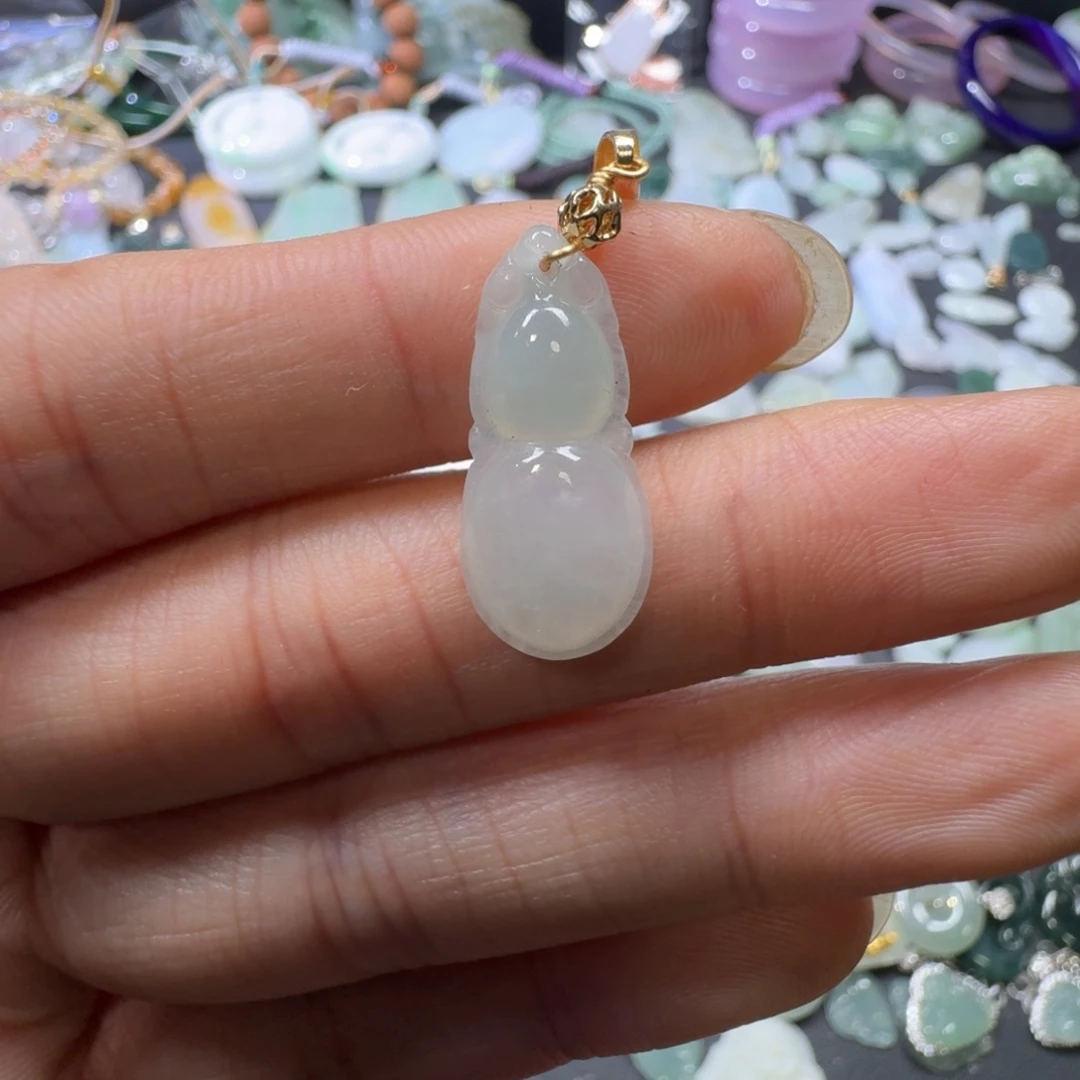 翡翠未镶嵌颈饰天然缅甸A货翡翠葫芦吊坠