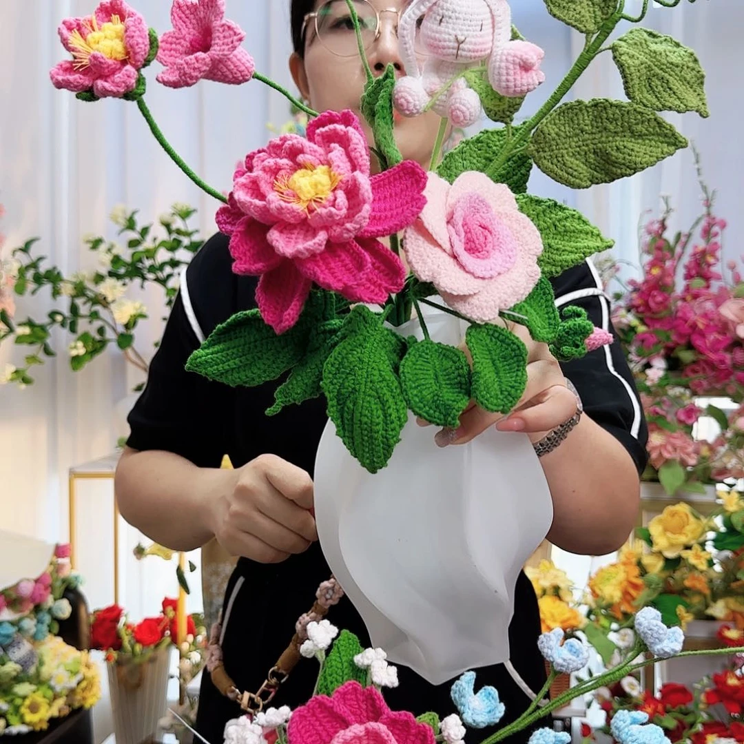 莱赛尔纤维棉手工钩织花束