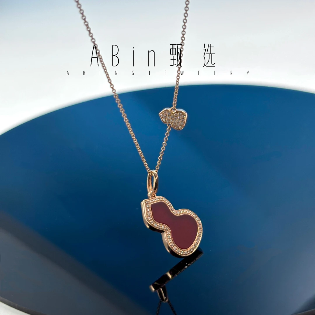 【QM珠宝】00085 18k 升级版小红葫芦 钻 吊坠(不含链）bsdz 封