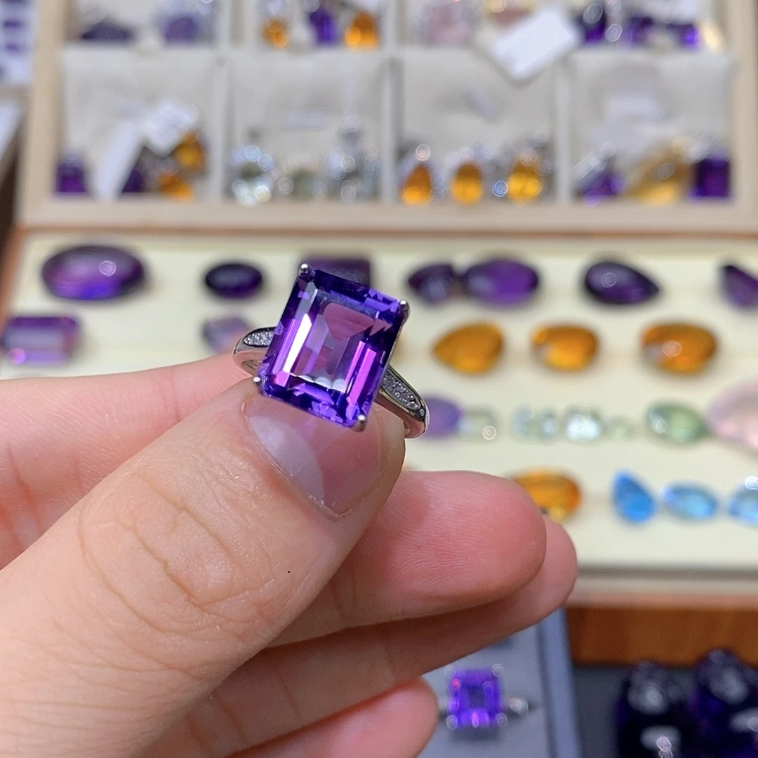 珠宝半成品银S925镶嵌紫晶纯天然紫水晶假一赔十