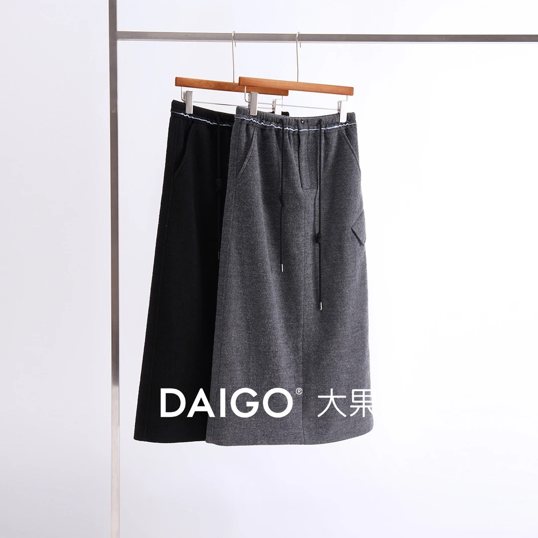 大果store 秋冬BI备基础日常款~休闲百搭~抽绳松紧腰直筒半裙