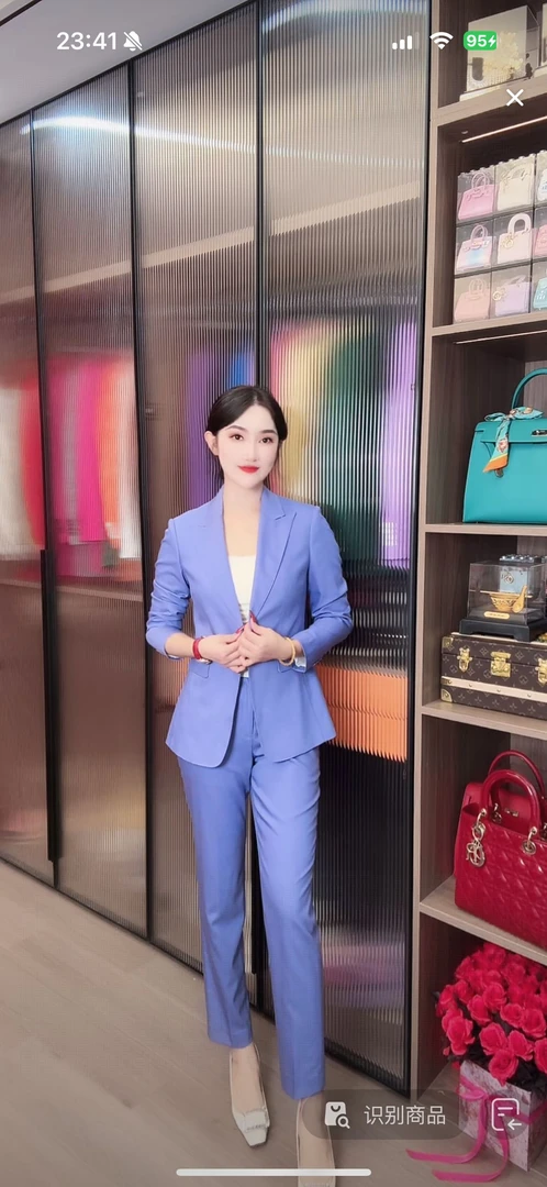 臻韩美2025紫罗兰长袖九分裤女神高定套装