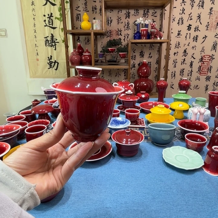 景德镇陶瓷二才花口盖碗