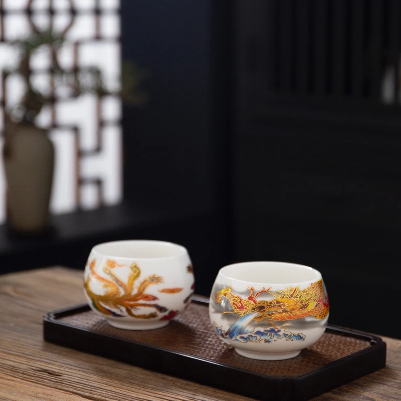 凤凰九天主人白瓷茶杯品茗高档茶具专用陶瓷茶盏功夫个人家用单杯