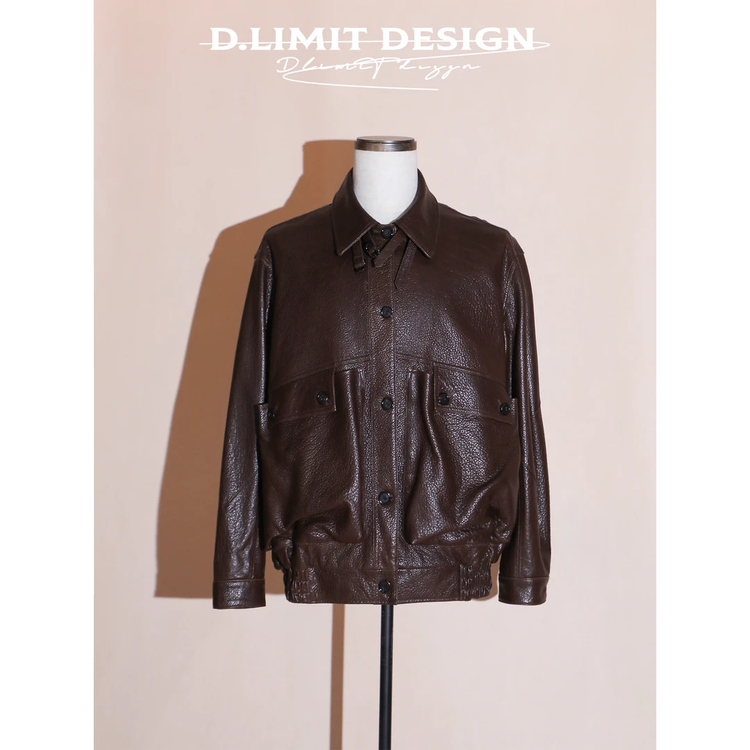 【D.Limit design】机车对称大口袋油蜡皮皮衣DLYZ25071