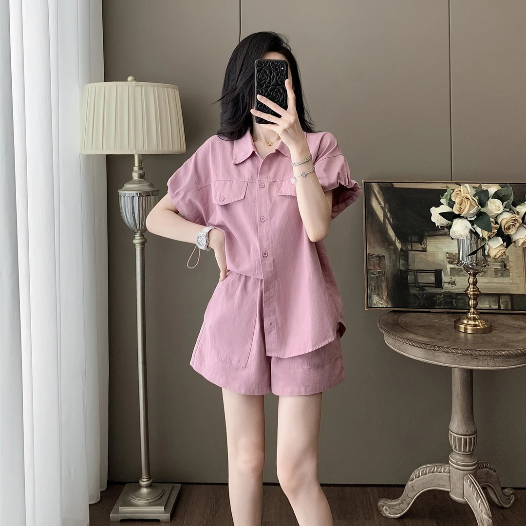 网红洋气炸街女装时尚套装夏季显瘦洋气减龄休闲短袖短裤两件套