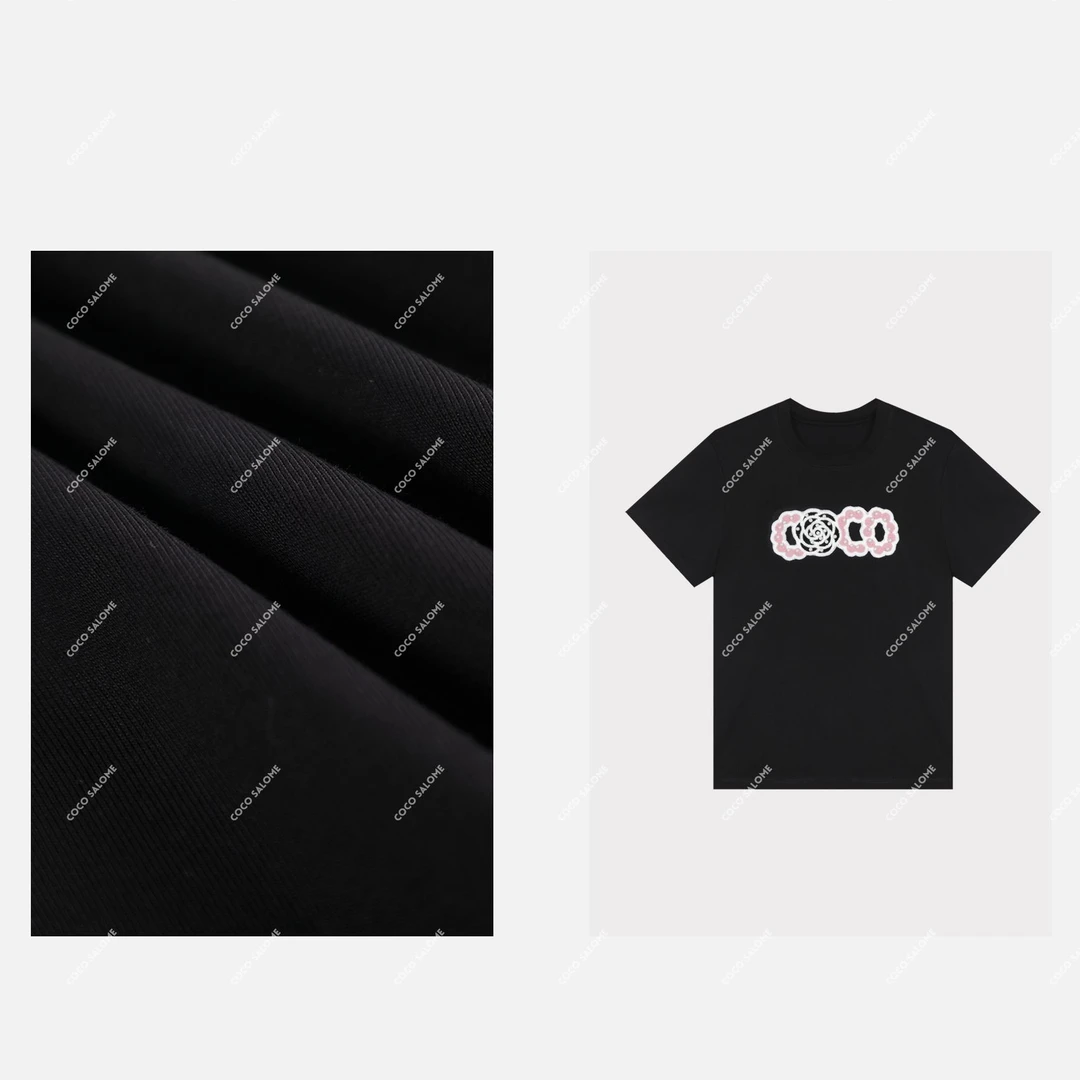 COCO SALOME⑥【珍珠花】100棉毛巾绣进口专机钉珠短袖157Y