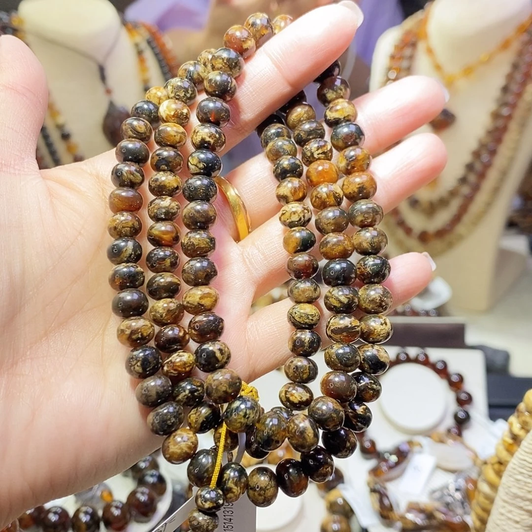 琥珀未镶嵌裸石熊猫花8mm福利