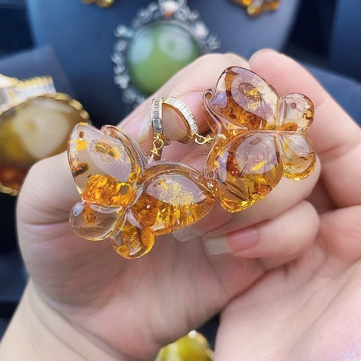 琥珀银S925镶嵌裸石