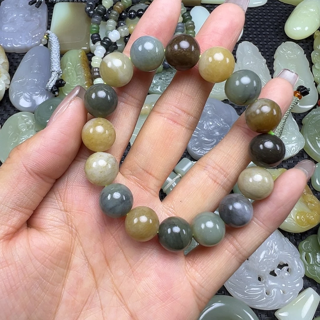 和田玉足银镀金镶嵌颈饰微瑕漏，卡12