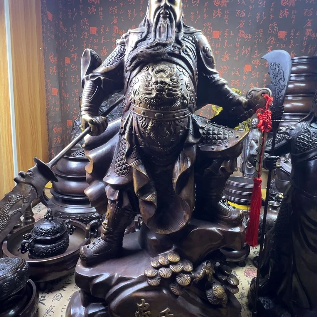 全***】65公分高度关公财神铜香炉供香炉