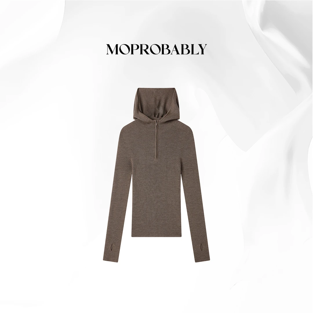 Moprobably贝贝「舒芙蕾」 “100羊毛“拉链百搭套头毛针织衫B5376058