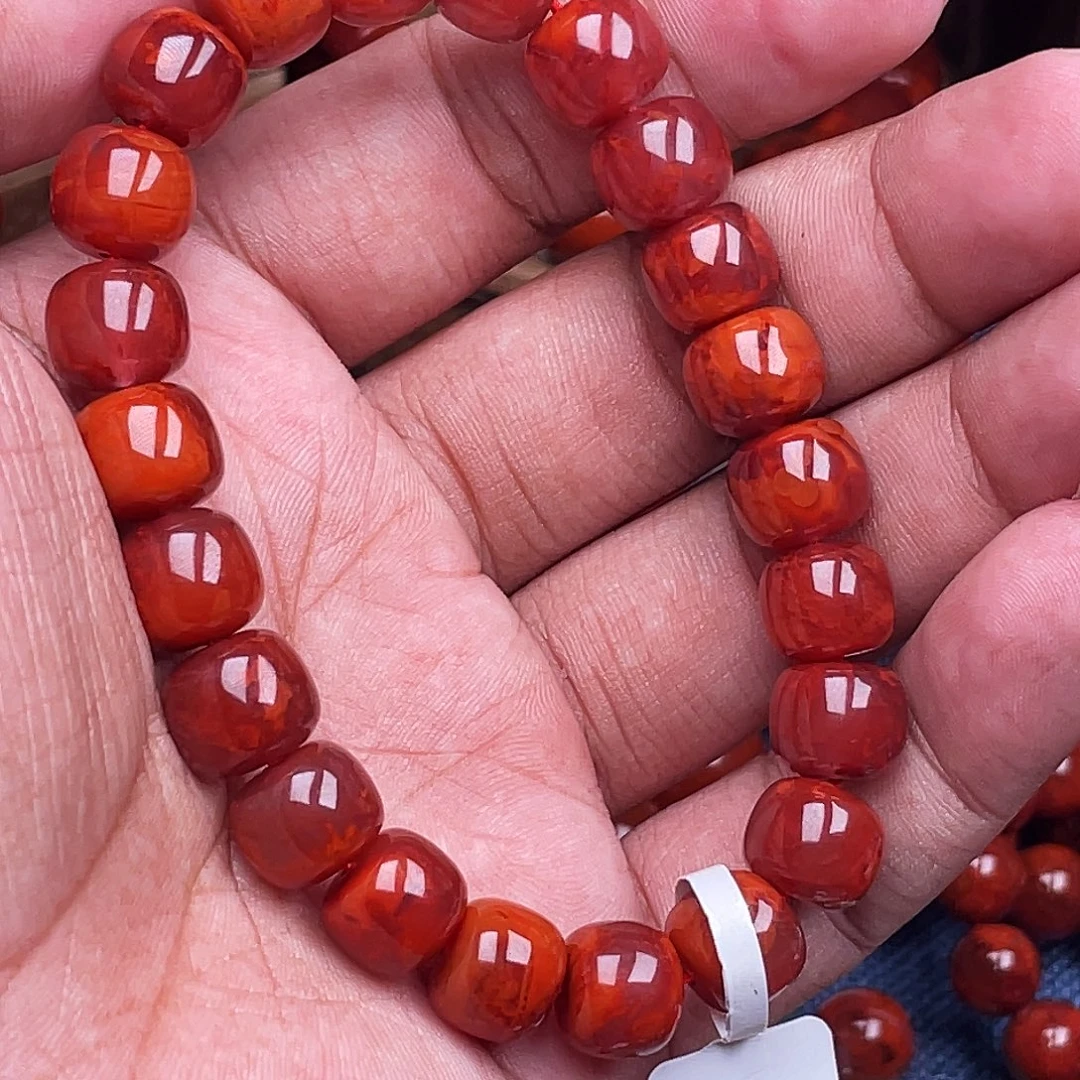 南红玛瑙未镶嵌手链南红瓦西卡10火焰老型原矿