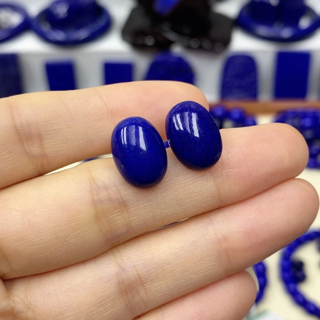 青金石耳饰银S925镶嵌