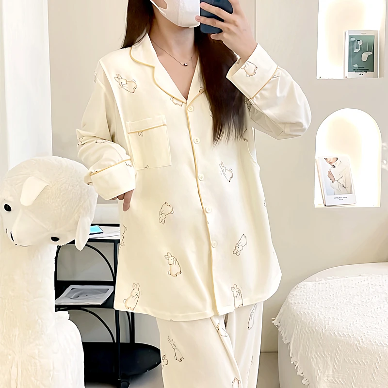 【带胸垫云感棉月子服】产后孕妇哺乳睡衣长袖宽松透气家居服无荧光