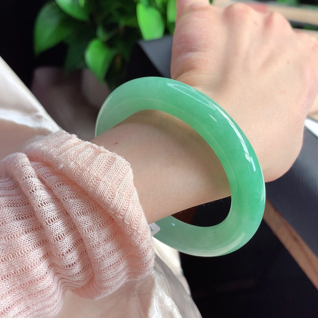 未镶嵌手镯翡翠天然A货翡翠55-56梦中情镯 色货毕业款2号