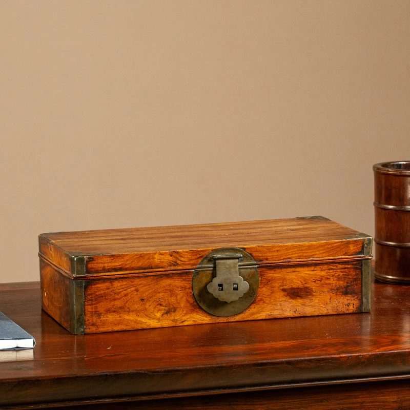 清代黄花梨铜包角文房盒文玩古董收藏文房雅器海南黄花梨百宝箱