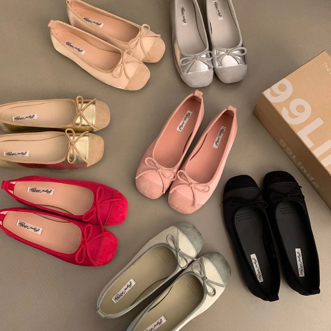 复古晚风温柔红色新中式单鞋仙女鞋子春夏法式芭蕾瓢鞋平底奶奶鞋