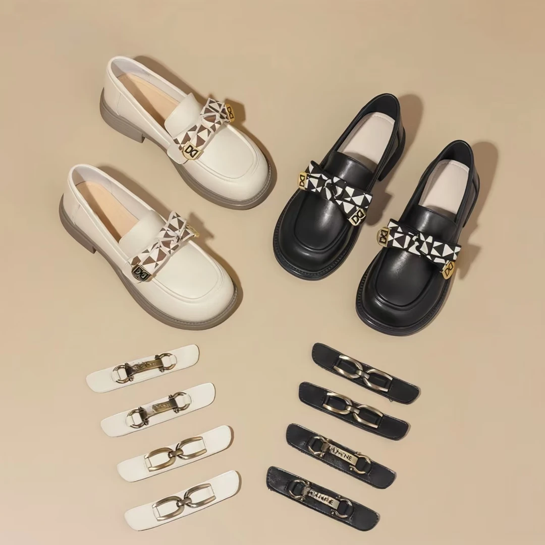 2025爆款英伦风圆头厚底乐福鞋女款时尚百搭舒适透气单鞋休闲夏季