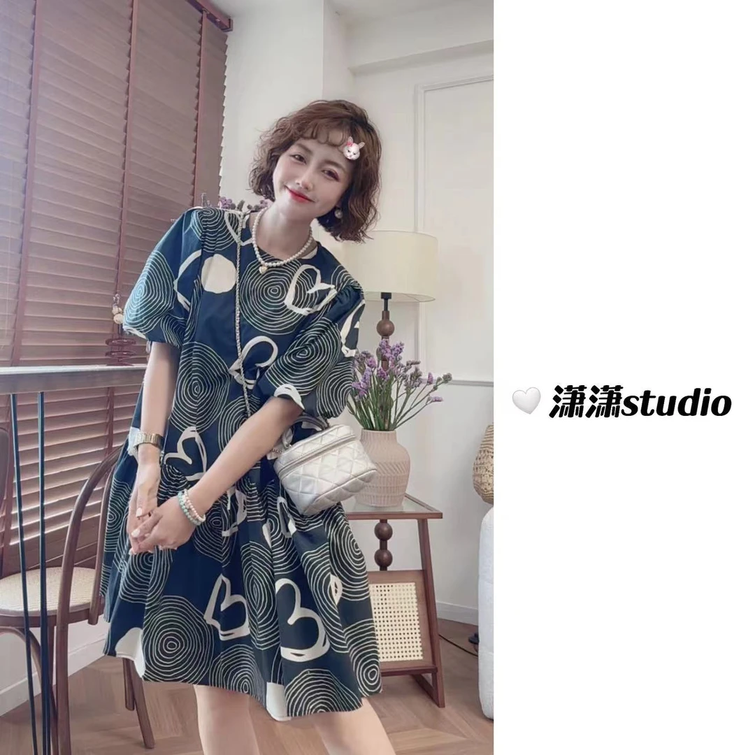 【爱心啵啵】【胖瘦都友好】【100棉】潇潇自制韩系甜美连衣裙XS2543