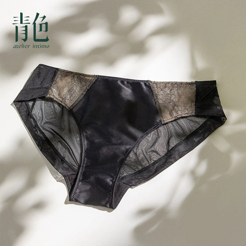 atelier intimo/青色【香钿底裤】法式刺绣舒适立体有型花纹三角裤