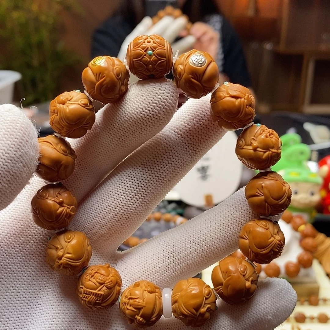 猴头核桃手串贵派金银标满镶嵌