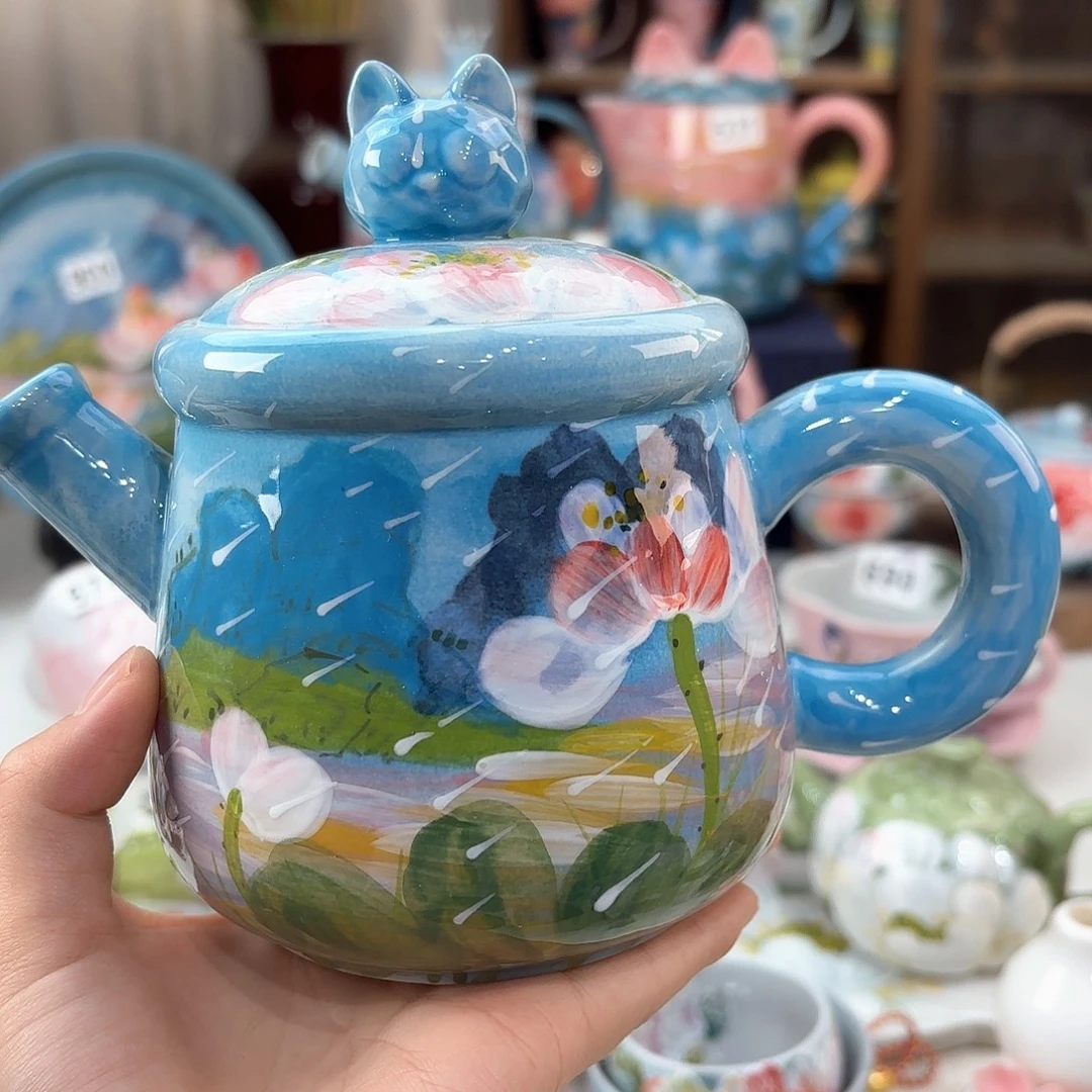 景德镇手绘高温釉下彩陶瓷茶具