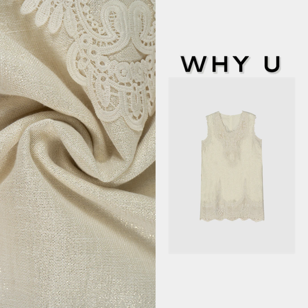 WHYU夏季新款极简风杏色砍袖连衣裙【滢禧】25SS