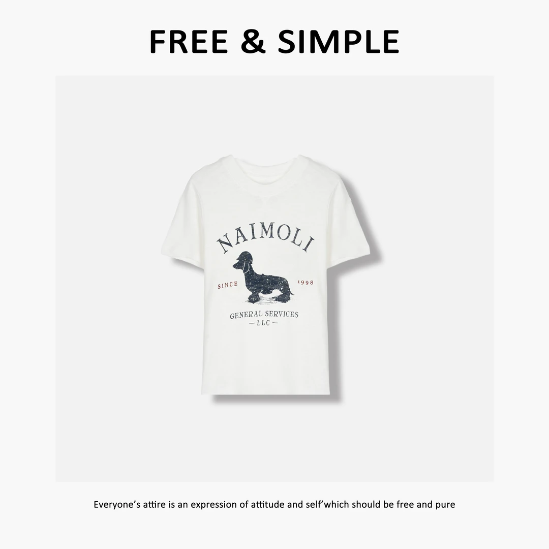 Free&Simple-‘小狗日记’极简风时尚夏季款短袖印花T恤-00808